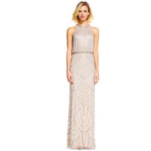 NWT Adrianna Papell Beaded Halter Gown